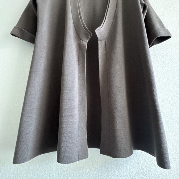 Eileen Fisher M Silk Cotton Knit Cardigan Jacket Open Front Elbow Sleeve - Picture 7 of 8